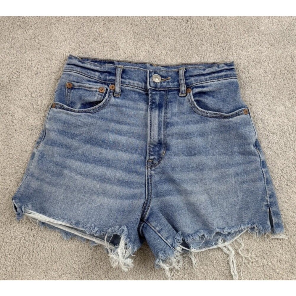 American Eagle Mid-Rise Stretch Cut Off Denim Shorts -3" Inseam - Size 0